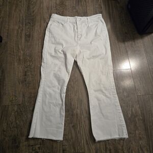 LOFT Women's Cropped White Jeans